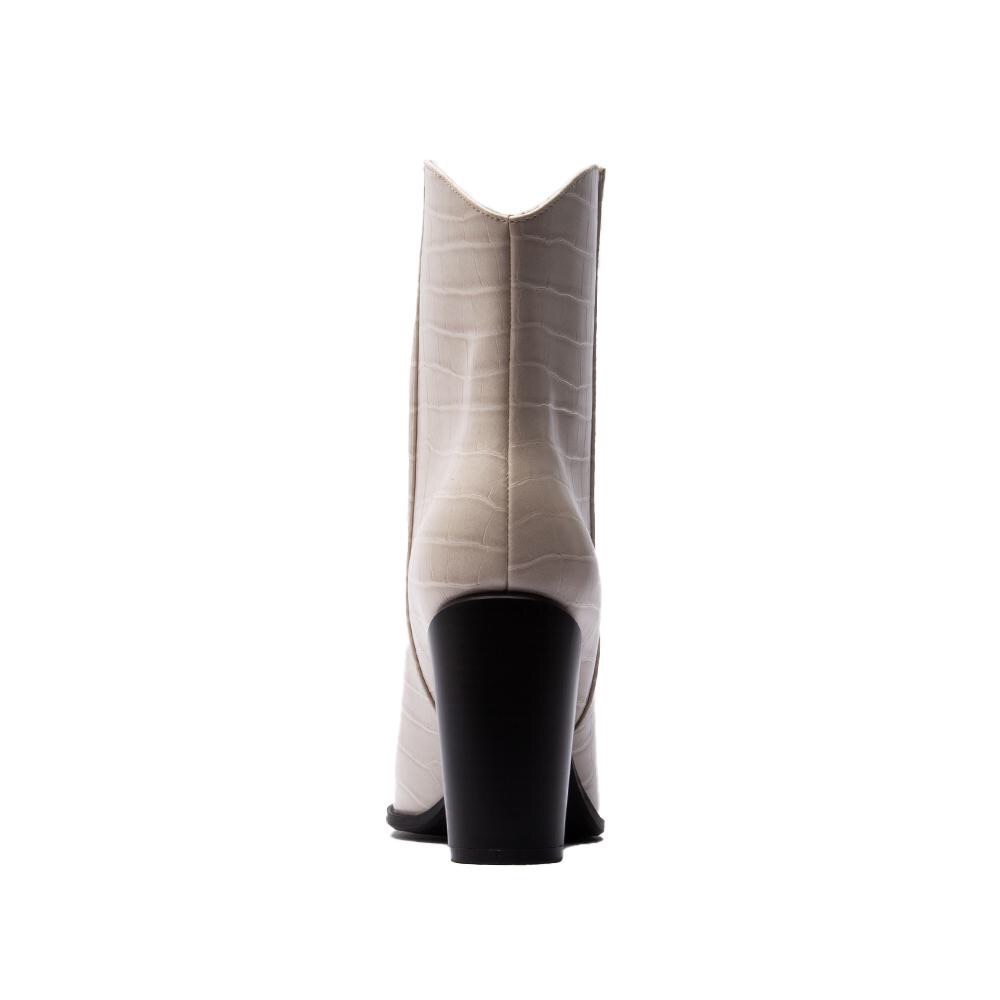 Off White Vegan Leather Western Boots - Picture 7 of 8